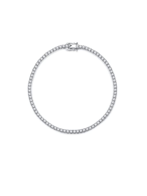 B055 white diamond [3mm] 925 Sterling Silver Cubic Zirconia Geometric Dainty Bracelet